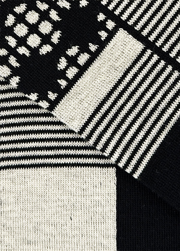 Mono_polka patchwork mid-calf socks